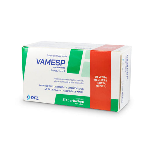 Anestesia mepivacaina 3% sin epinefrina de vidrio c 50 cartuchos