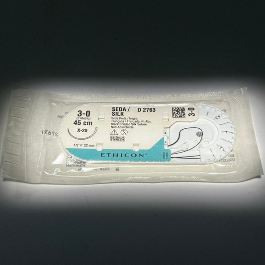 Sutura de seda negra trenzada ethicon