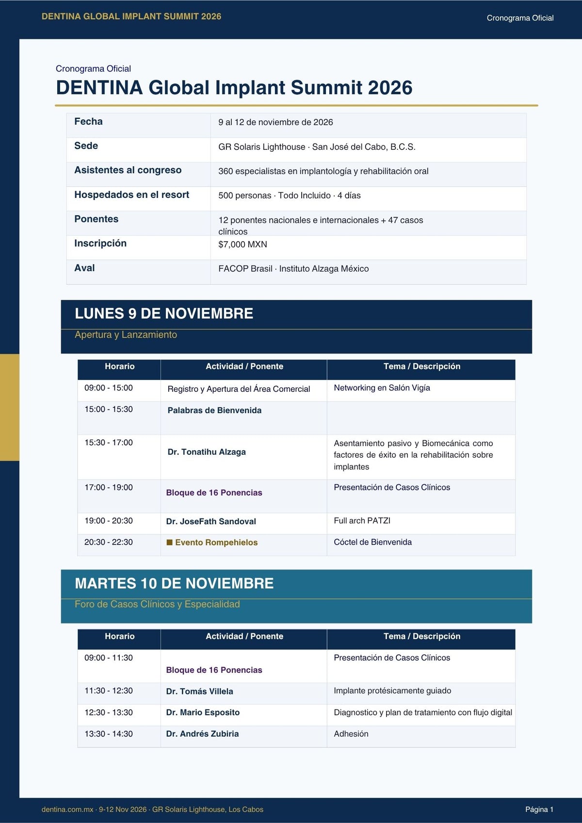 ⚡ Últimos 30 Lugares — Congreso DENTINA 2026 | Los Cabos
