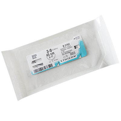 Sutura de seda negra trenzada ethicon