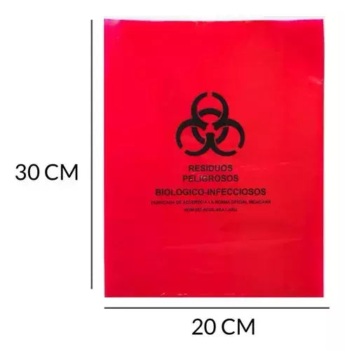 Bolsa para residuos biopeligrosos 20x30 c100