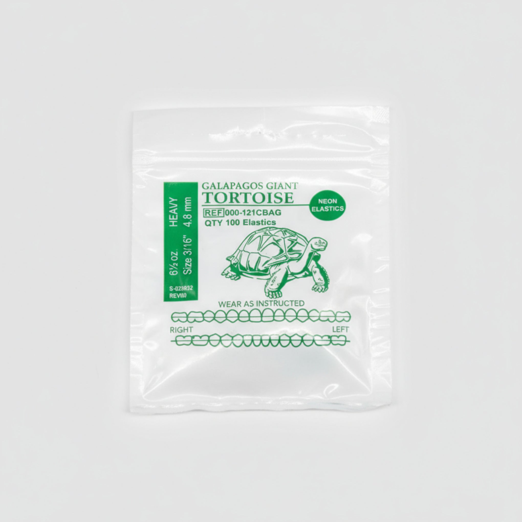 Ligas intraorales 6.5oz. 3/16 tortuga con color